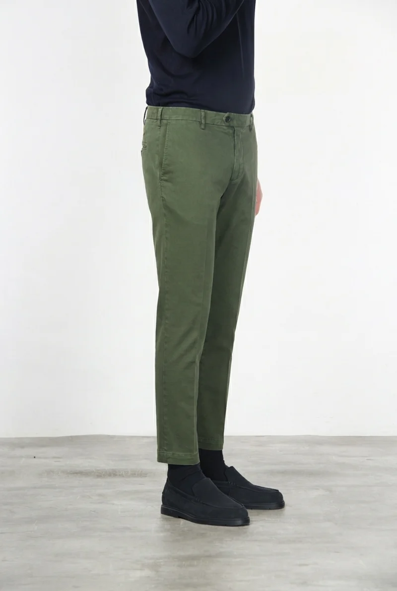 New York pantalon chino homme en gabardine de coton et laine regular fit