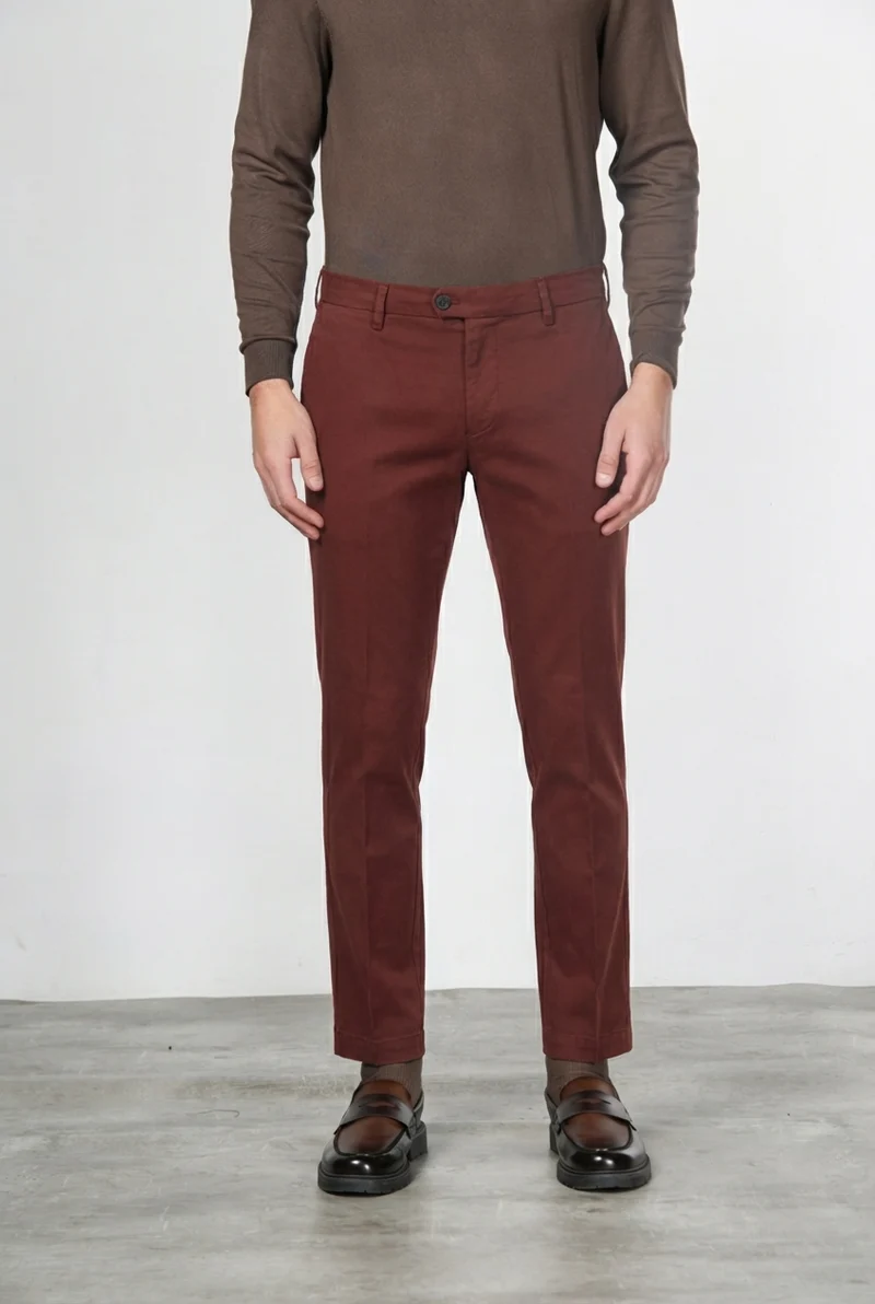 New York pantalon chino homme en gabardine de coton et laine regular fit