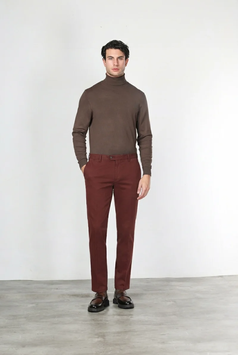 New York pantalon chino homme en gabardine de coton et laine regular fit