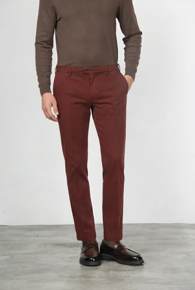 New York pantalon chino homme en gabardine de coton et laine regular fit