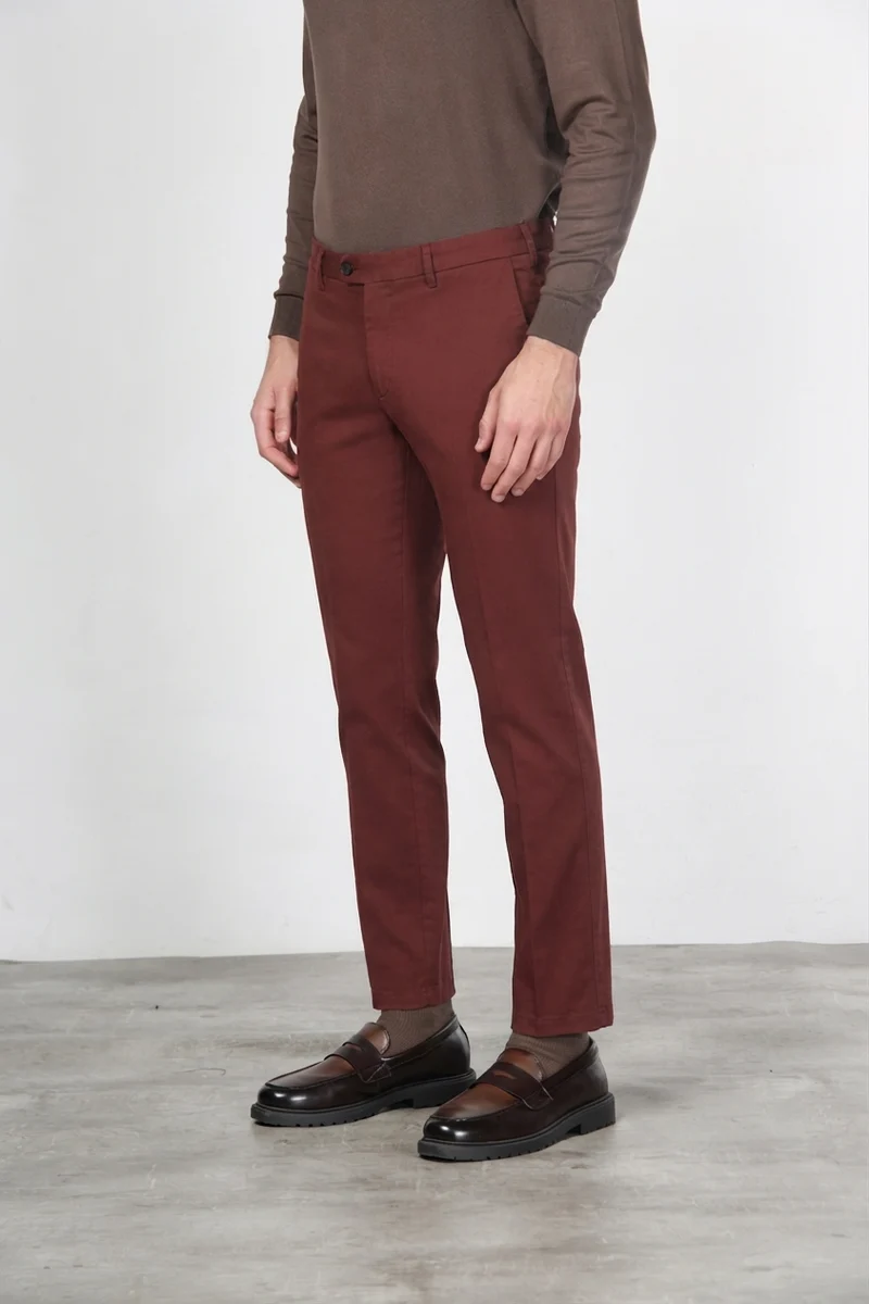 New York pantalon chino homme en gabardine de coton et laine regular fit