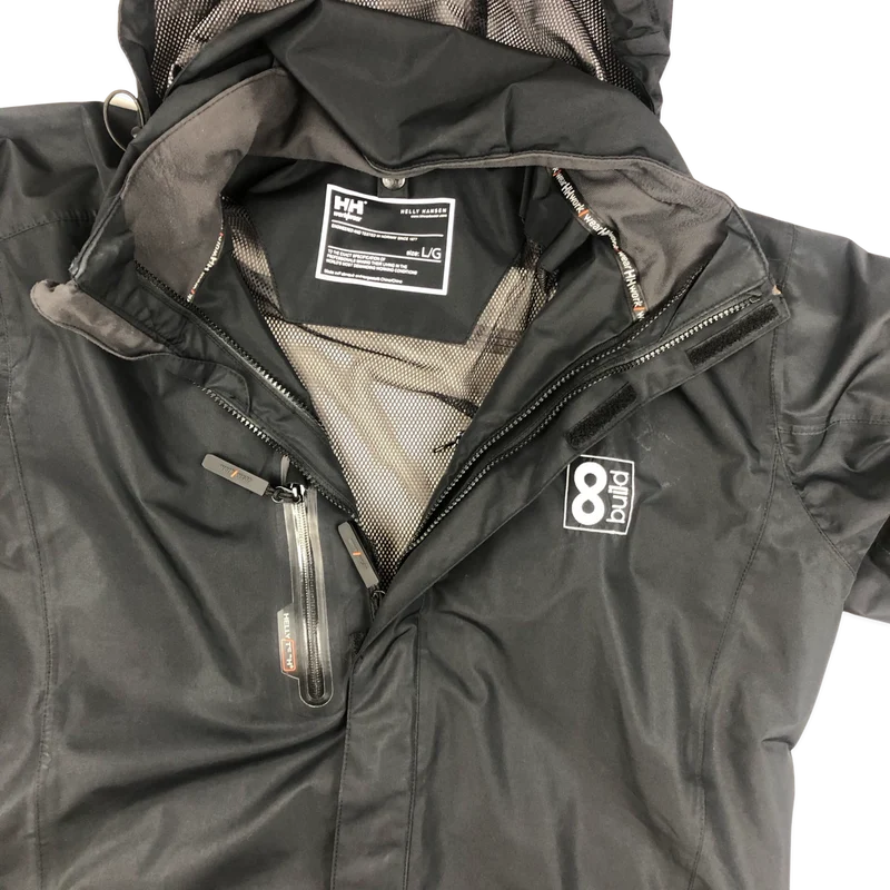 Vintage Y2K Helly Hansen Black Raincoat Outdoor Utility Jacket Extra Large