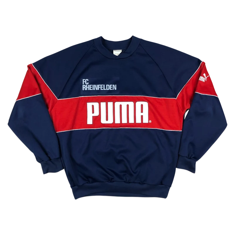 Vintage 70s Puma "FC Rheinfelden" Red and Navy Sweatshirt XL