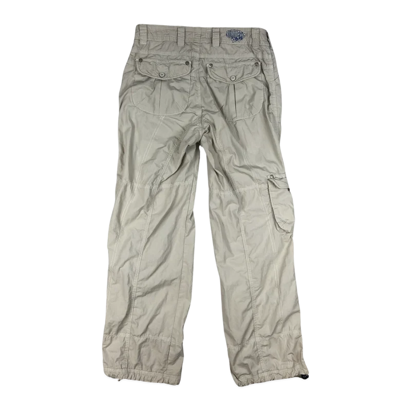 Vintage Y2K Beige Flared Cargo Trousers 12