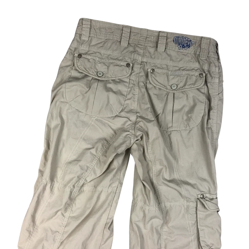 Vintage Y2K Beige Flared Cargo Trousers 12