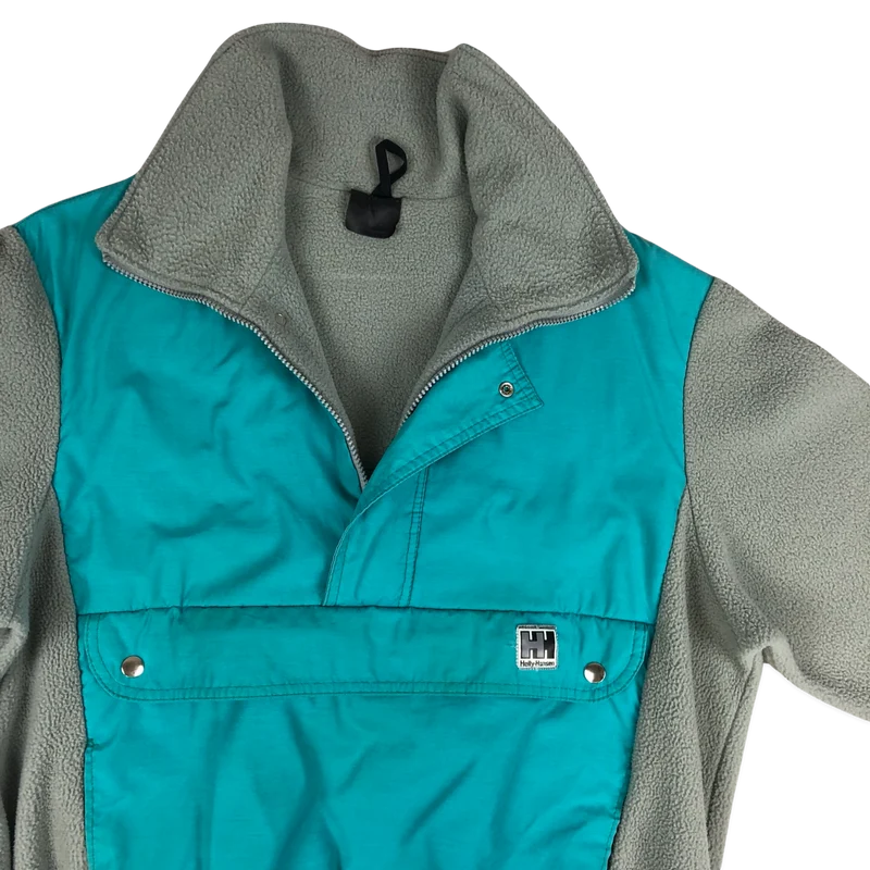 Vintage Helly Hansen Teal and Grey Sweatshirt Windbreaker L XL