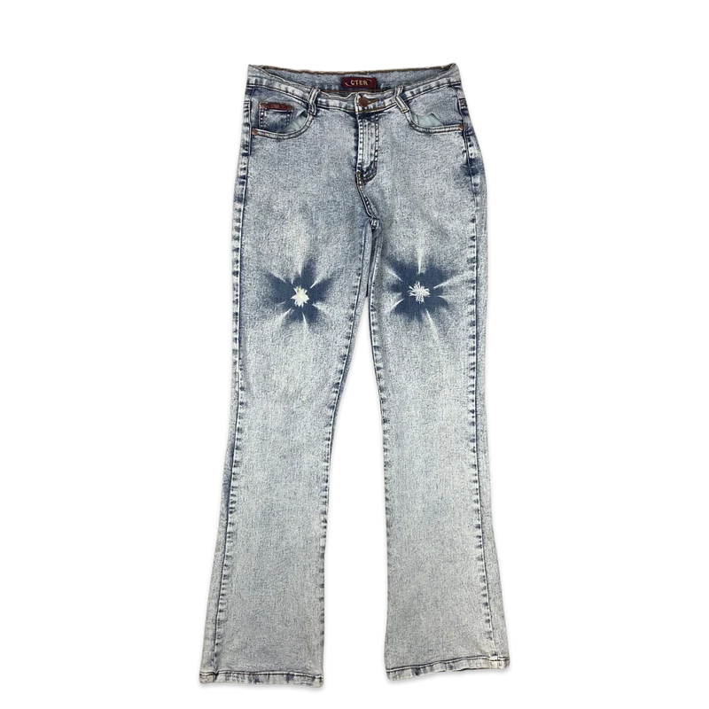 Vintage y2k Flower Print Flared Jeans 29W 33L