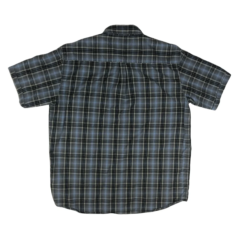Wrangler Blue Grey Checked Plaid Casual Short Sleeve Shirt XXL