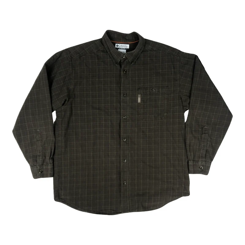 Vintage Columbia Brown Checked Plaid Long Sleeve Button Up Casual Shirt
