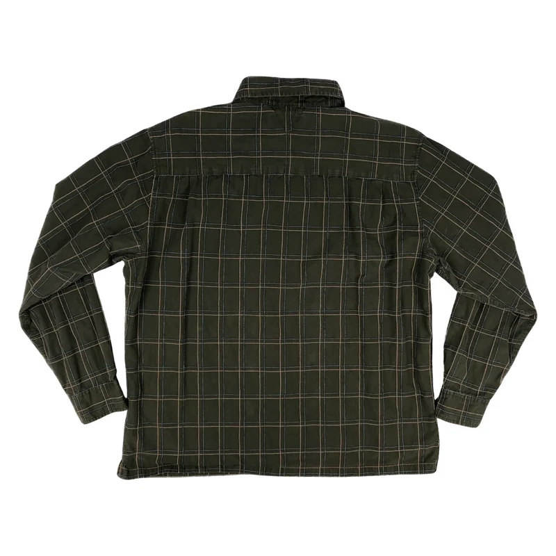 Vintage Wrangler Green Blue Orange Plaid Checked Button-Up Long Sleeve Shirt XXL