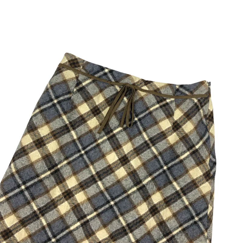 Vintage Grey and Brown Plaid Wool Skirt 4