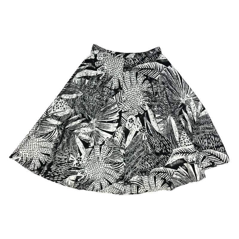 Vintage Black and White Botanical Print A-line Skirt 10
