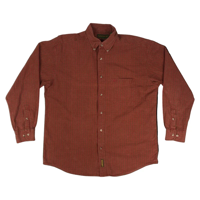 Vintage 1990s Timberland Red Green Plaid Checked Long Sleeve Shirt Extra Large
