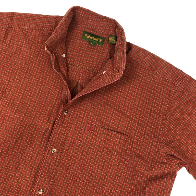 Vintage 1990s Timberland Red Green Plaid Checked Long Sleeve Shirt Extra Large