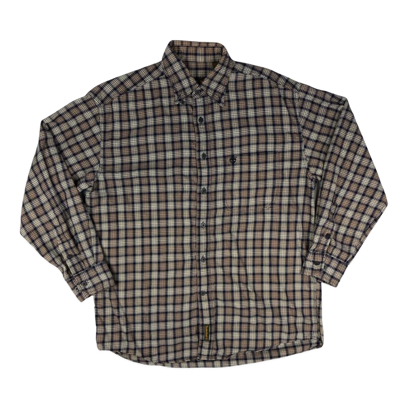 Vintage Timberland Beige and Blue Plaid Shirt XL