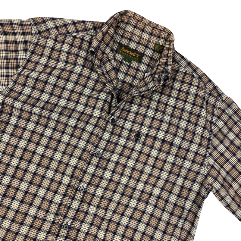 Vintage Timberland Beige and Blue Plaid Shirt XL