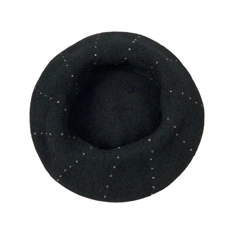 Vintage Beret Black Beaded