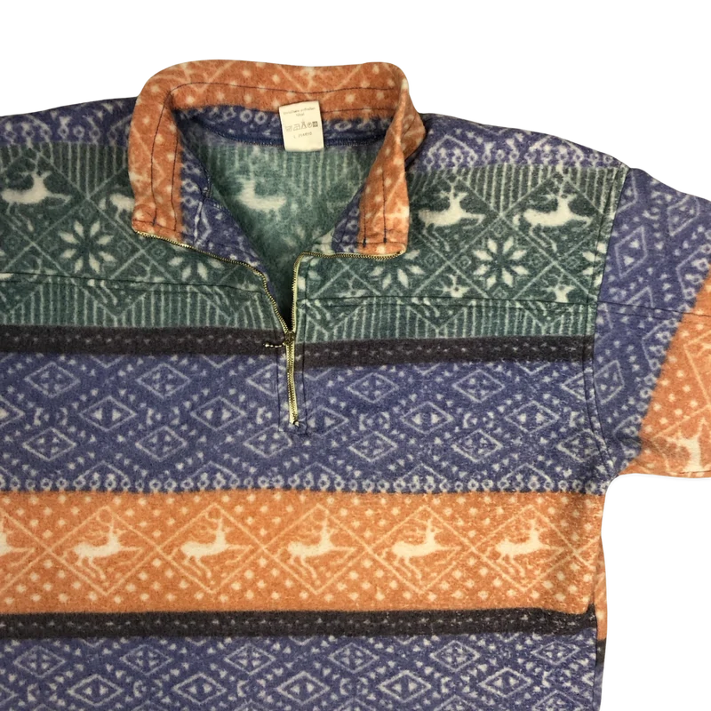 Vintage Abstract Pattern 1/4-zip Fleece XL XXL