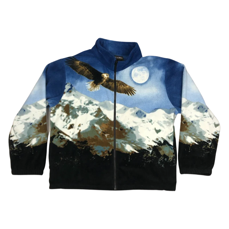 Vintage Eagle Print Zip-up Fleece 3XL