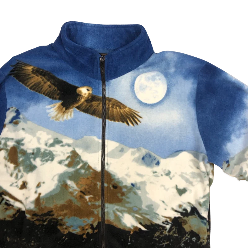 Vintage Eagle Print Zip-up Fleece 3XL