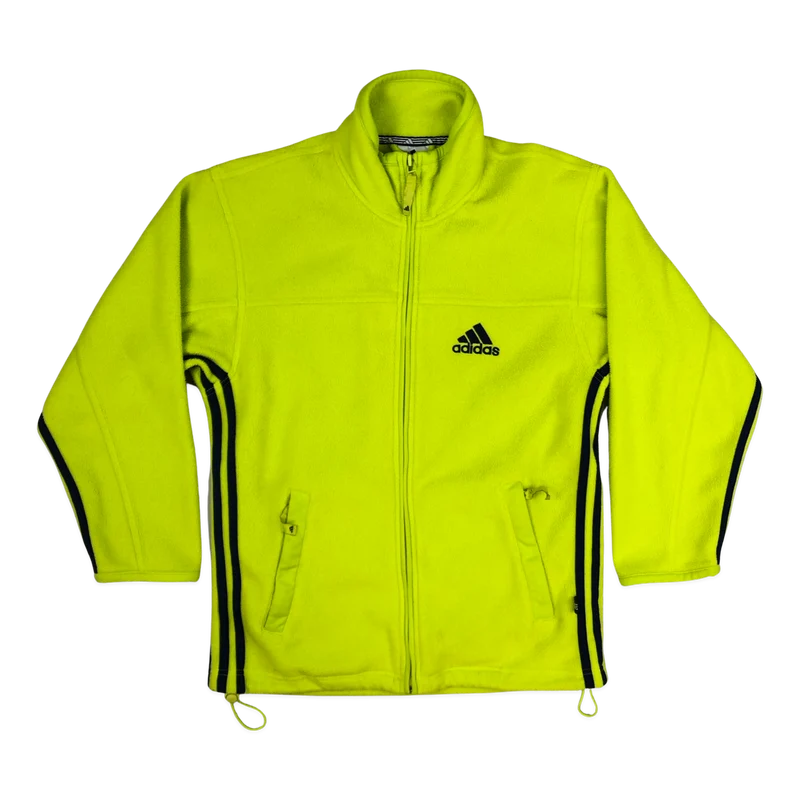 Vintage Y2K Adidas Yellow and Blue Zip-up Fleece L