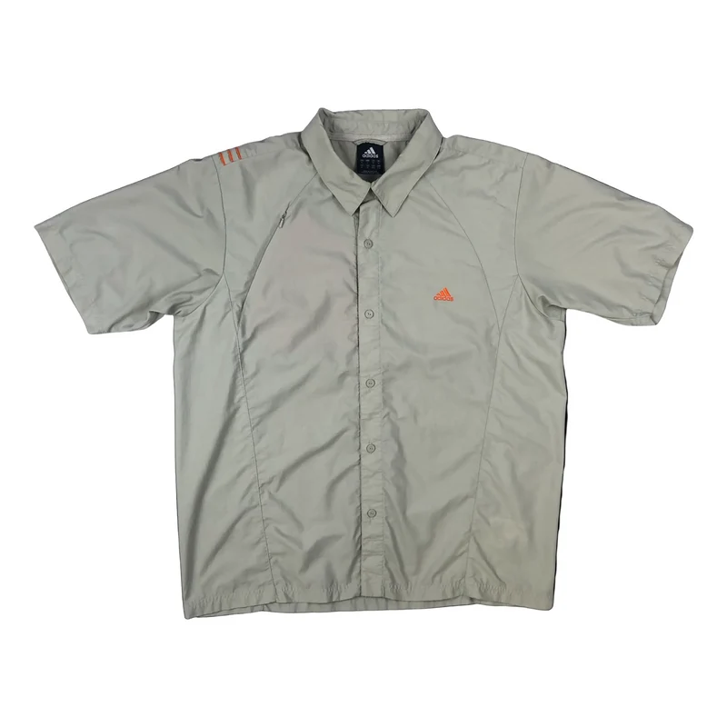Vintage 2002 Adidas Beige Button-Up Short Sleeve Casual Shirt Extra Large