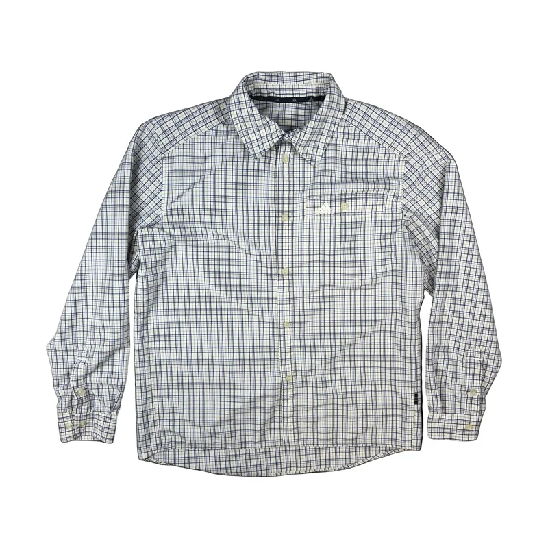 Vintage 2000s Adidas White Blue Orange Checked Plaid Button-Up Long Sleeve Shirt XL