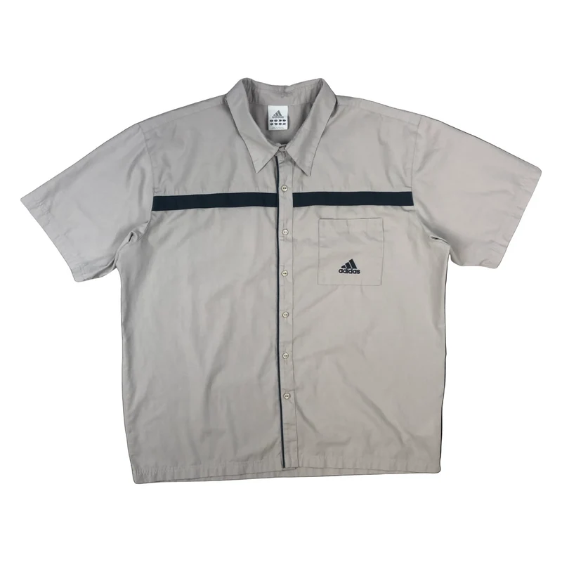 Vintage 2004 Adidas Beige Button-Up Short Sleeve Casual Shirt Extra Large