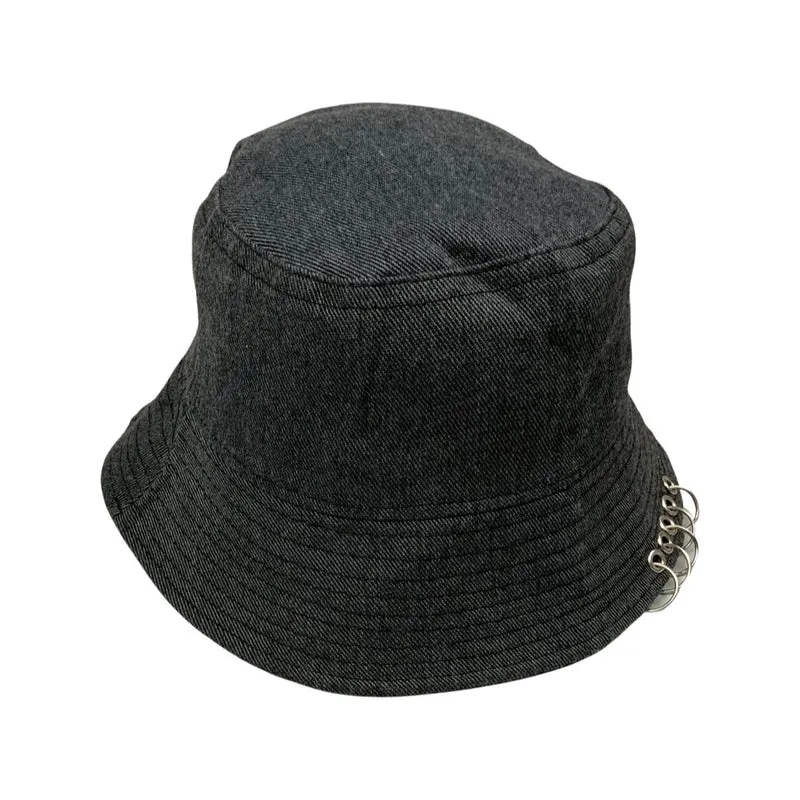 Vintage Denim With Hoop Detail Bucket Hat