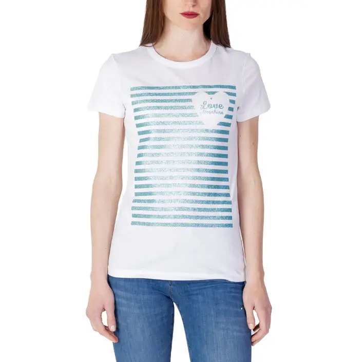 Love Moschino - T-shirt en coton blanc imprimé pour femme