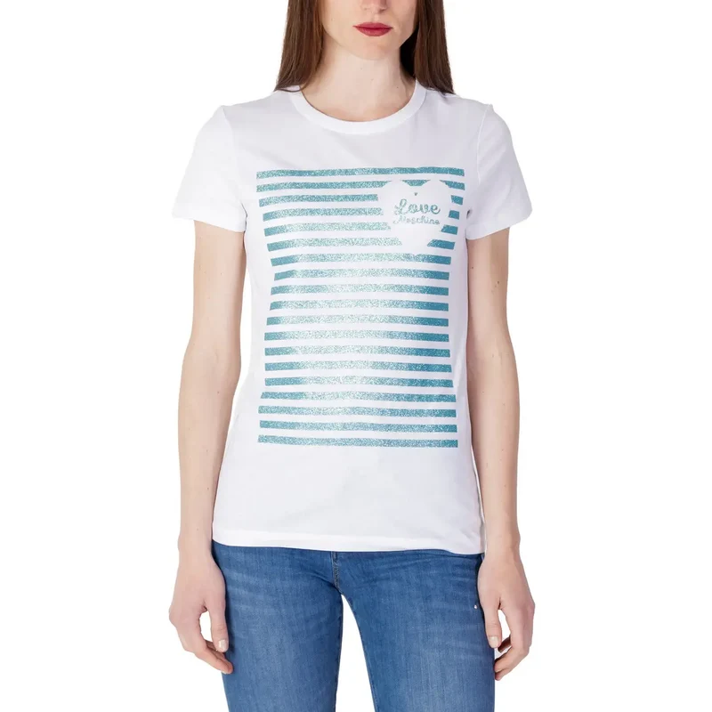 Love Moschino - T-shirt en coton blanc imprimé pour femme