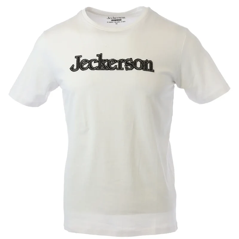 Jeckerson Men's Slim Fit White T-Shirt with Print