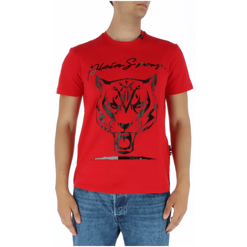 Plein Sport Men's Red Print Short Sleeve T-Shirt