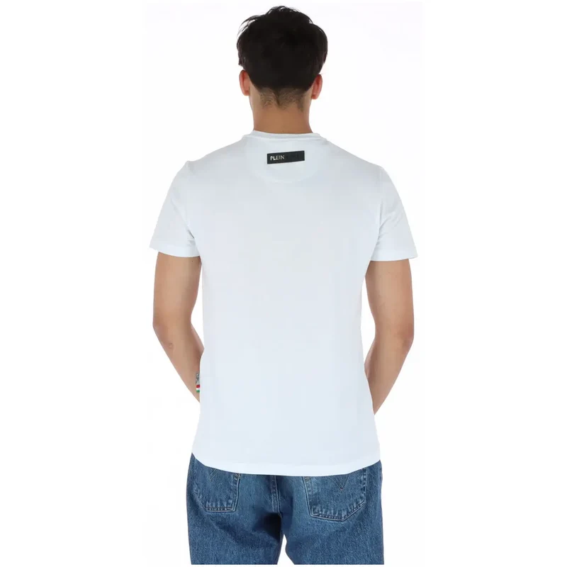 Plein Sport Hommes T-Shirt col rond imprimé blanc Mélange de coton