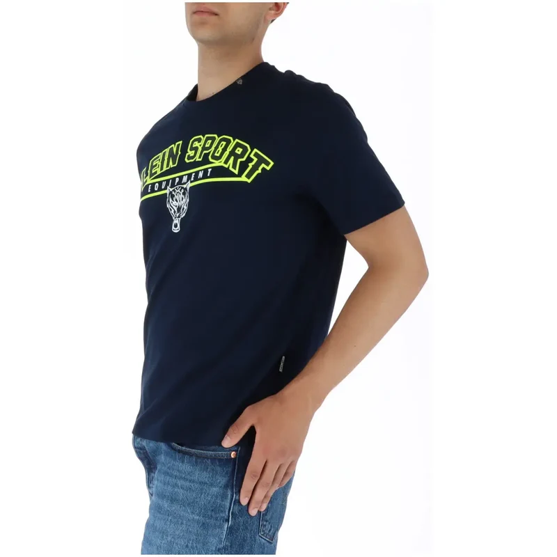Plein Sport Men's Blue Printed Cotton T-Shirt