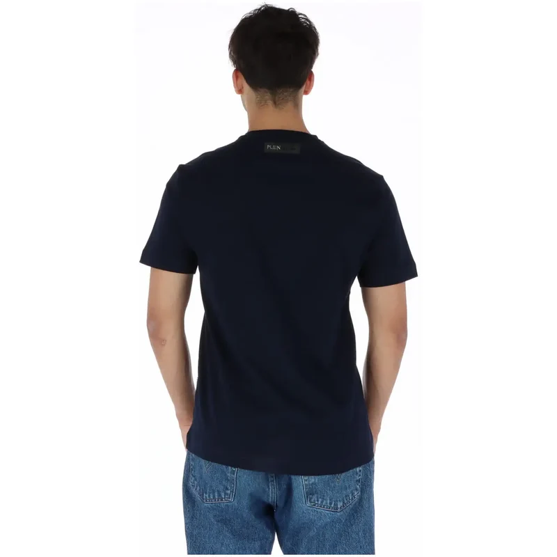 Plein Sport T-Shirt bleu en coton avec impression et col rond
