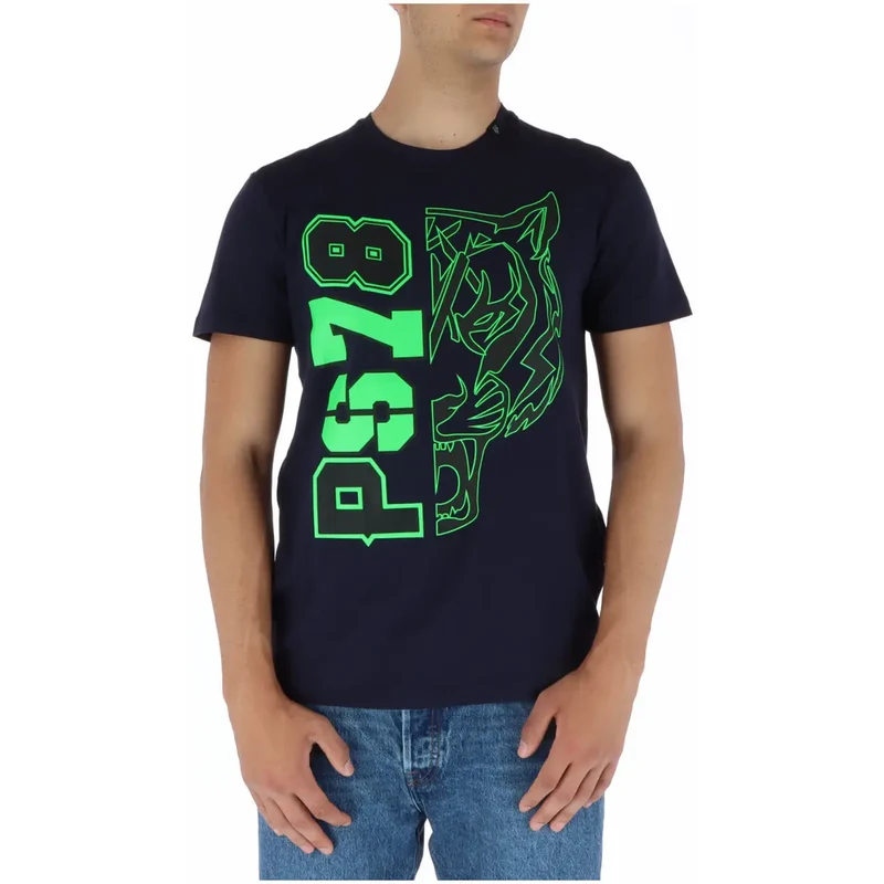 Plein Sport Men's Blue Print T-Shirt Round Neck Short Sleeve