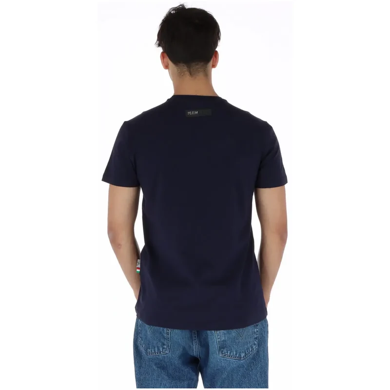 Plein Sport Men's Blue Print T-Shirt Round Neck Short Sleeve