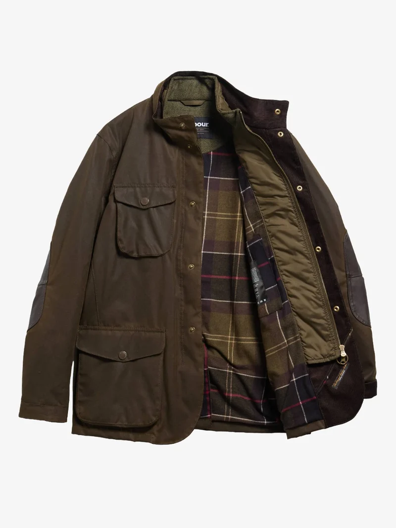 Veste huilée Ogston Barbour kaki en coton ciré