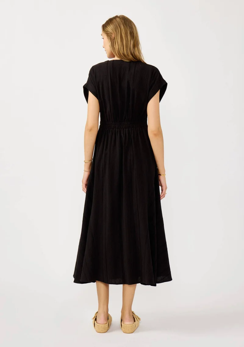 Pleated Panel Button Front Midi