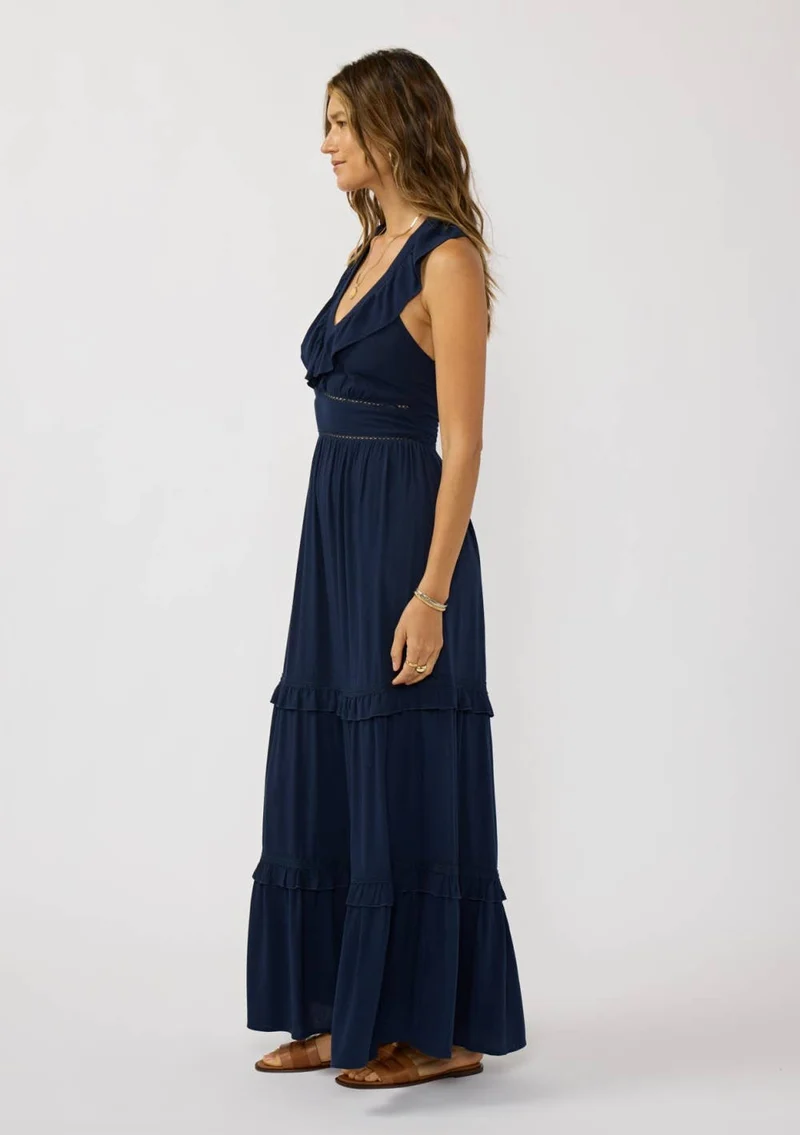 Lace Trim Ruffle Tiered Maxi
