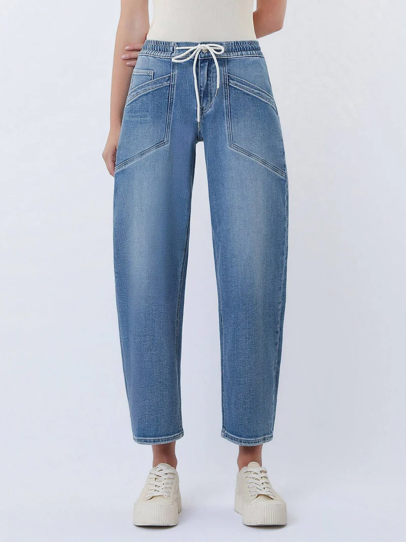 HIGH RISE ELASTIC WAISTBAND WIDE BARREL