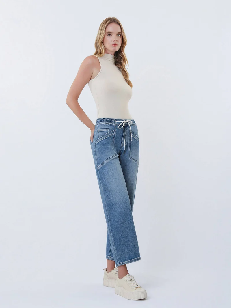 HIGH RISE ELASTIC WAISTBAND WIDE BARREL