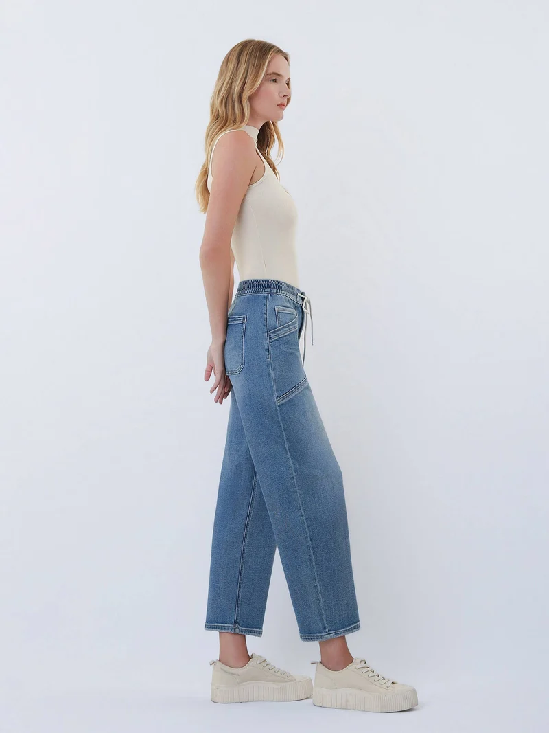 HIGH RISE ELASTIC WAISTBAND WIDE BARREL