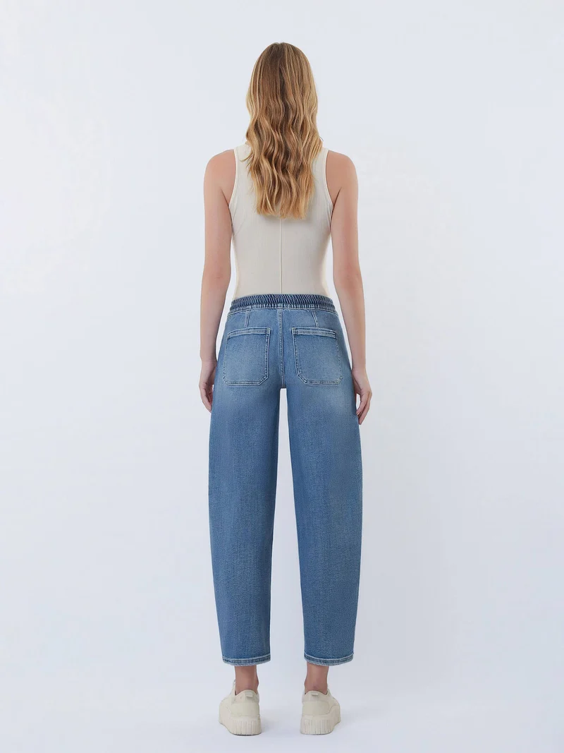 HIGH RISE ELASTIC WAISTBAND WIDE BARREL