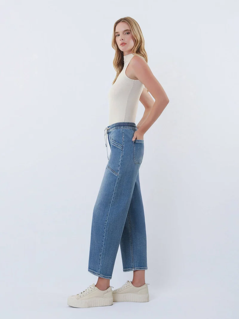 HIGH RISE ELASTIC WAISTBAND WIDE BARREL