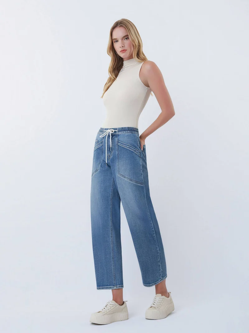 HIGH RISE ELASTIC WAISTBAND WIDE BARREL