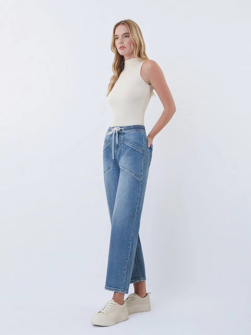 HIGH RISE ELASTIC WAISTBAND WIDE BARREL