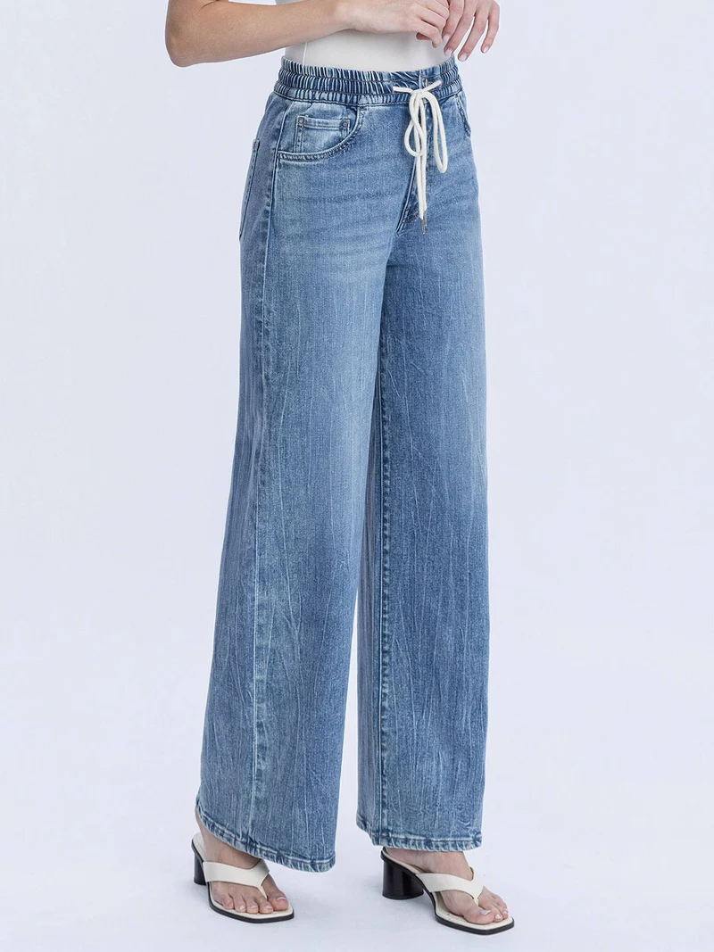 SUPER HIGH RISE ELASTIC WAISTBAND WIDE LEG