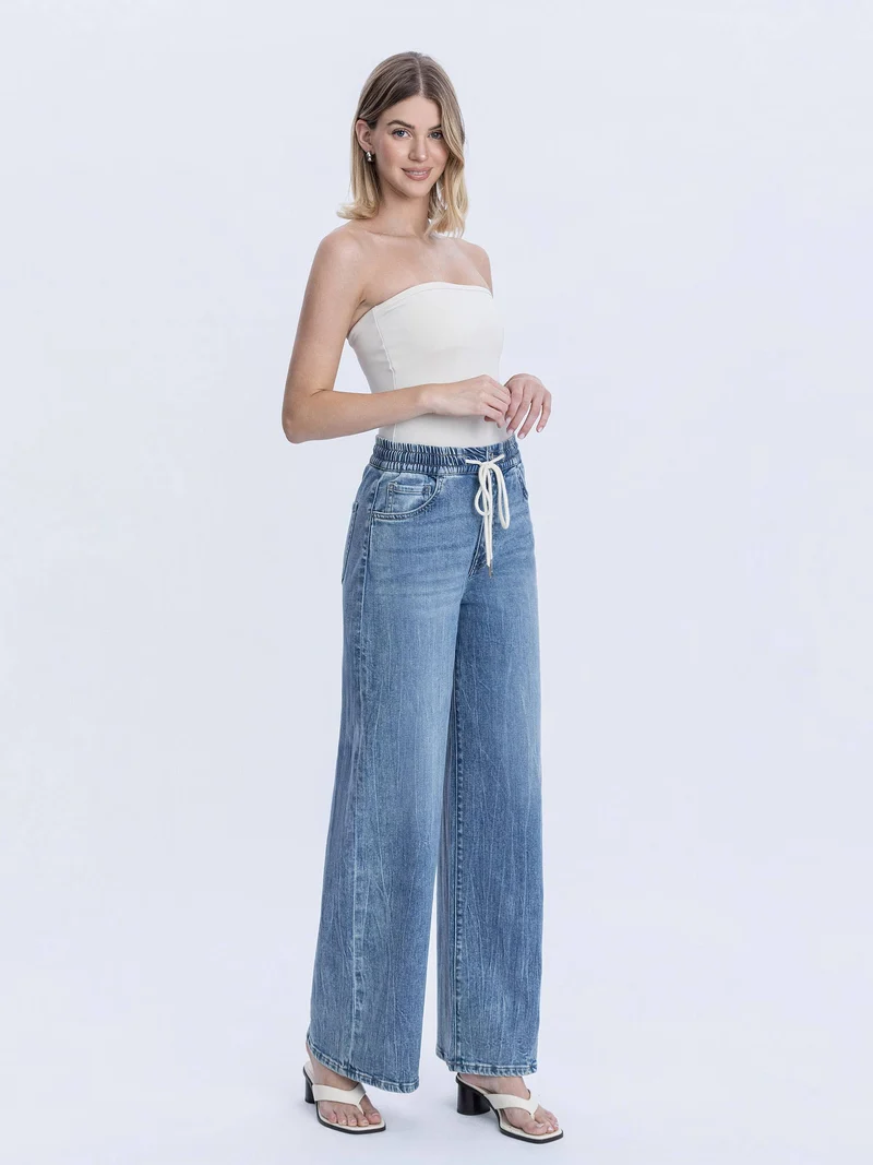 SUPER HIGH RISE ELASTIC WAISTBAND WIDE LEG